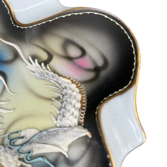 Vintage Hand Painted Japanese Moriage Dragonware  Dish Ashtray Tray Japan - Picture 3 of 11